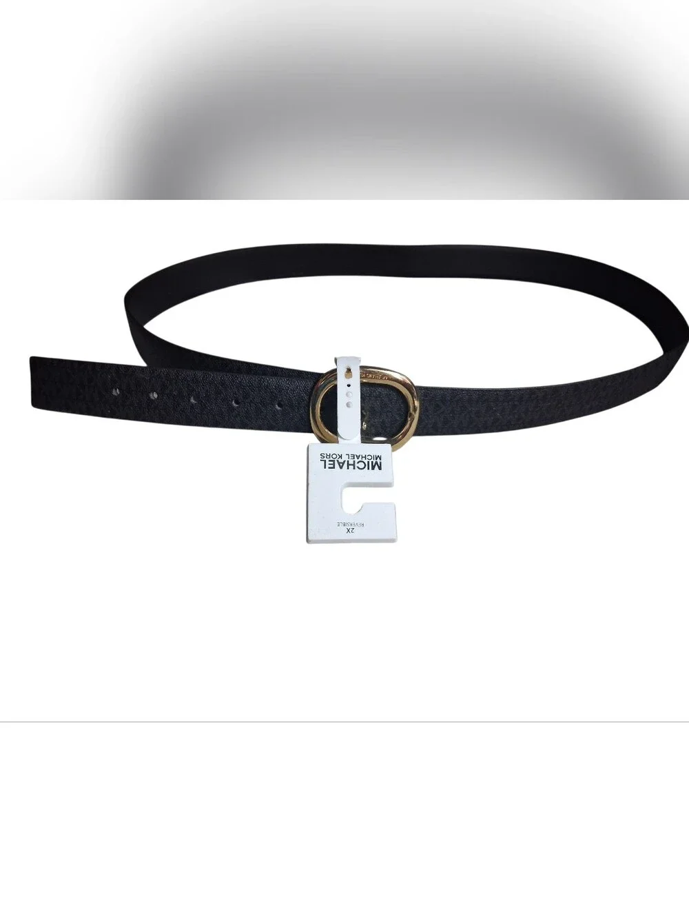 MICHAEL Michael Kors Black Logo Reversible Belt with Gold-Tone Buckle